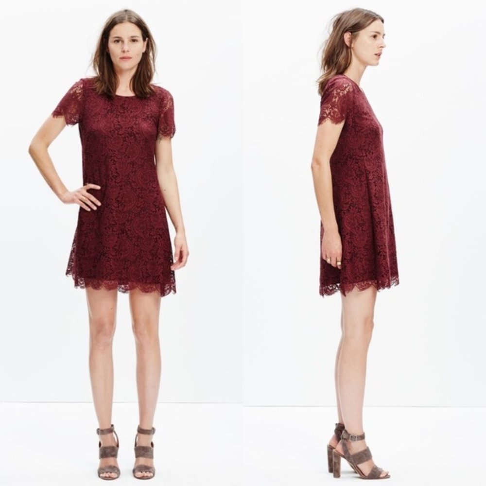 Madewell Burgundy Lace Magnolia Dress Size 0 NWOT